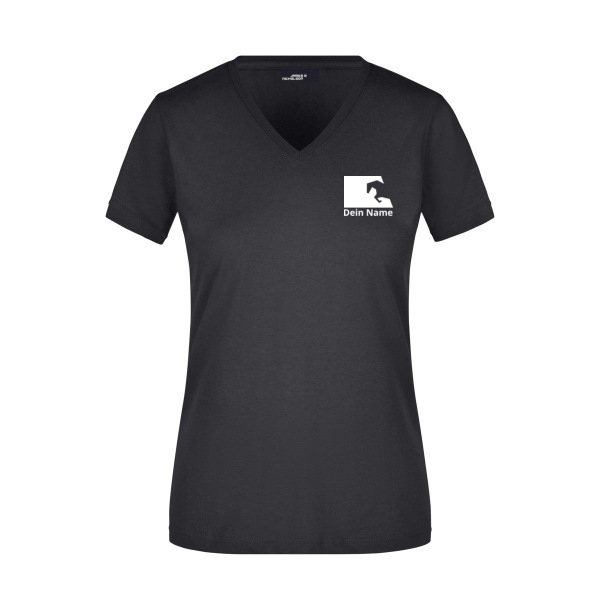 Brustdruck mit Namen - Ladies' Slim Fit V-T Miniaturansicht